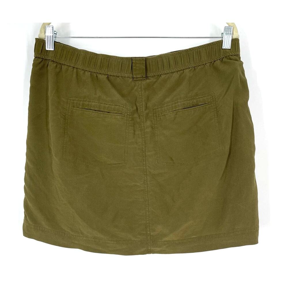 Madewell Lookout Skirt Womens Medium Green Silk Cargo Pockets Lined Earthy Olive - Picture 2 of 10